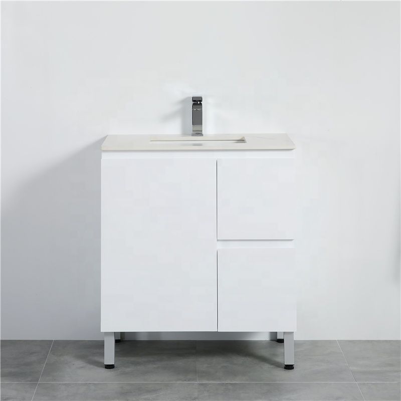 MACHO 750mm Freestanding PVC Vanity with Gloss White Finish Left / Right Drawers for Bathroom