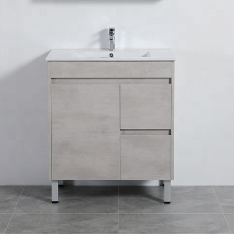 750mm Freestanding Vanity in Concrete Grey Finish Left / Right Drawers for Bathroom