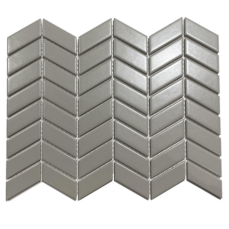 Grey Semi Gloss Finish Mosaic Sheet Tile 24 X 59mm