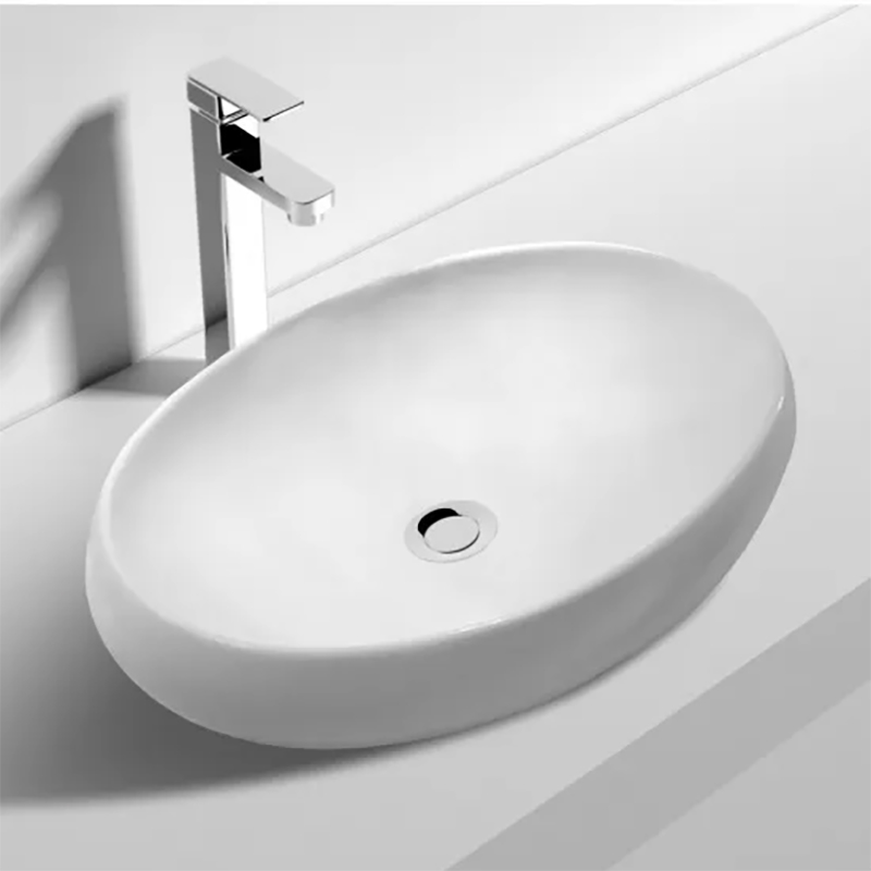 600*400*155mm Bathroom Oval Above Counter White Ceramic Wash Basin
