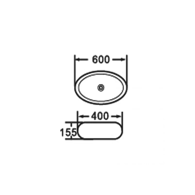 600*400*155mm Bathroom Oval Above Counter White Ceramic Wash Basin - Image 2